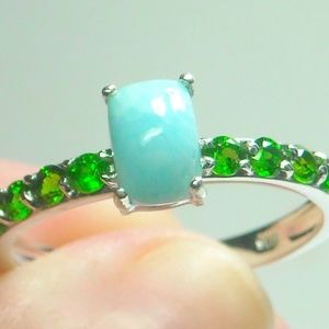 NWT Natural Larimar & Diopside Ring